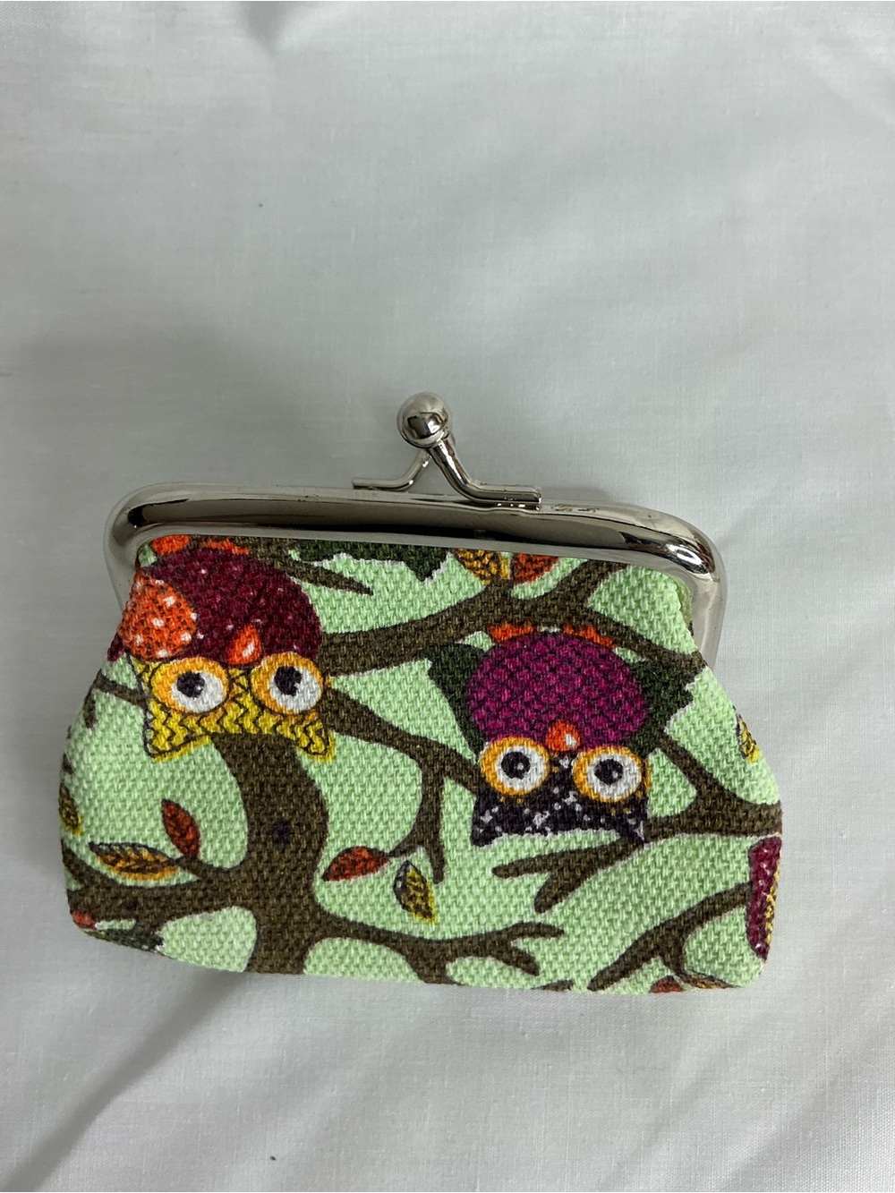 2031 - Owl Print Coin Purse - Mint Green